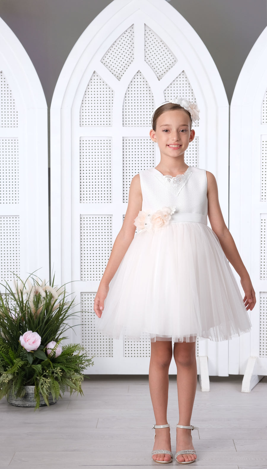 Girls Dress White 3187