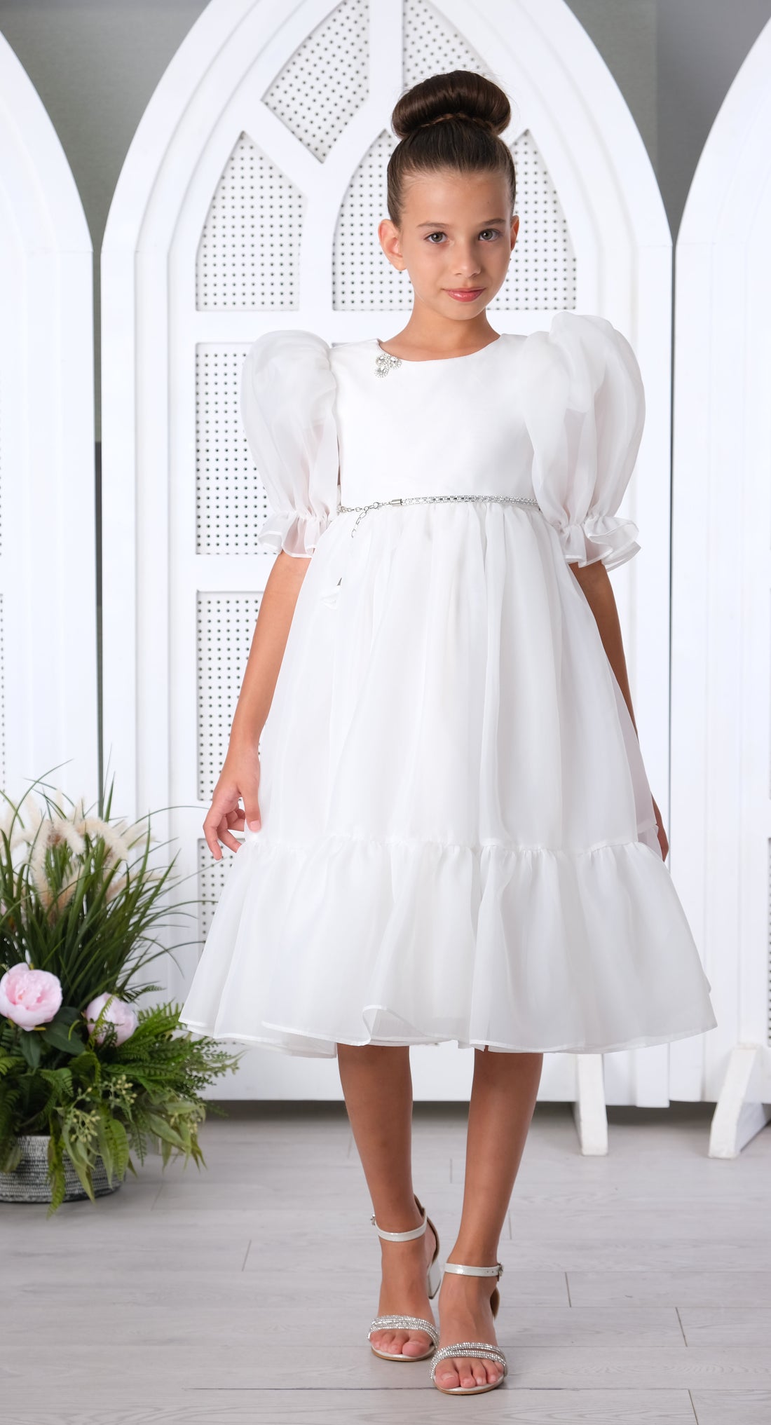 Girls Dress White 3191