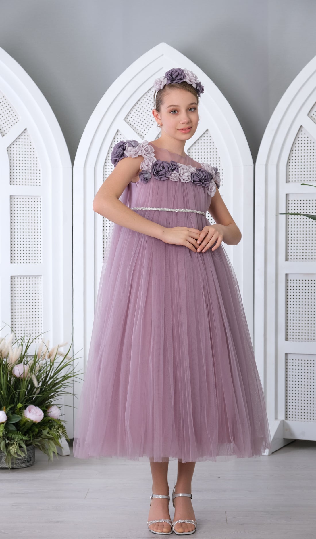 Flower Teen Dress Lilac 3152