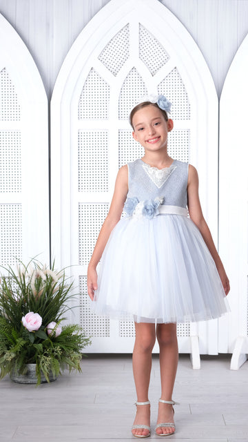 Girls Dress Sky Blue 3187