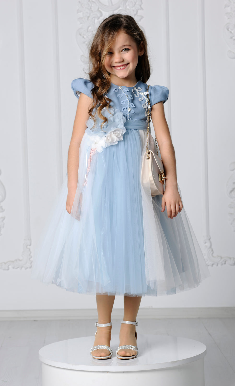 Flower Girls Dress Blue 3127